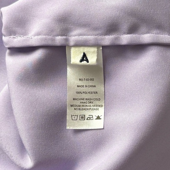 ROUCHA Lavender Satin Back Button Up Long Sleeve Double Collar Oversized Shirt S - Picture 5 of 7